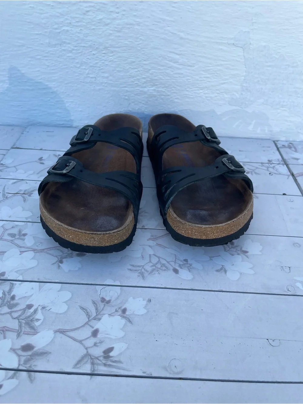 Birkenstock Men's Black Double Strap Cork Footbed Sandals